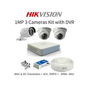 Hikvision 3 Cameras 1MP with 4 Channel DVR Combo Kit