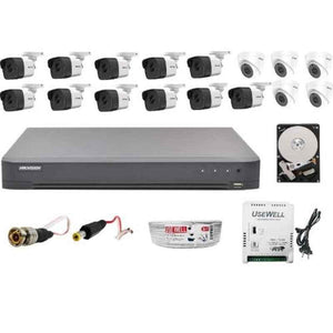 Hikvision 5MP 5 Pcs Dome & 11 Pcs Bullet Camera, 16 Channel DVR with Usewell Accessories