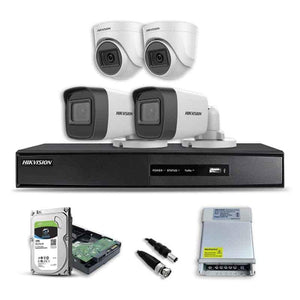 Hikvision 2MP 2 Pcs Dome & 2 Pcs Bullet Camera with 2-Way Audio, 4 Channel DVR & 1TB HDD Night Vision Turbo HD Premium CCTV Security Camera Kit