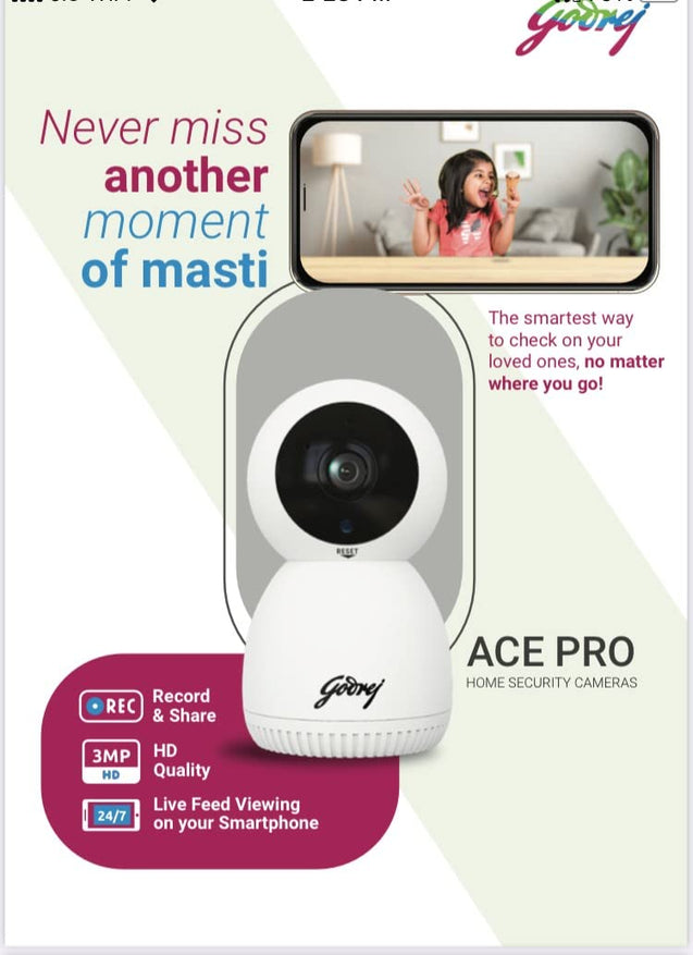 Godrej 3MP Ace Pro Wireless Home Security Camera