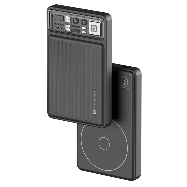Portronics Luxcell Wireless Mini 10K Power Bank MagSafe Wireless Charging | Dual Port Fast Charge  LED Battery Indicator Sleek and Compact