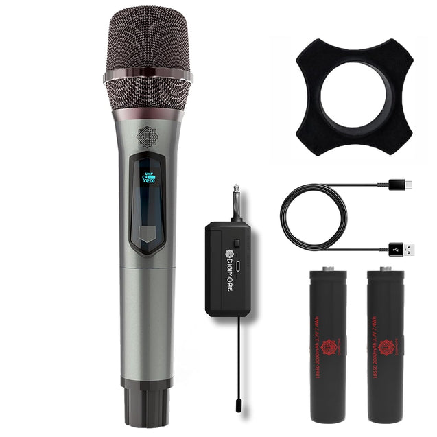 DIGIMORE D-340 Wireless Microphone , UHF Dynamic Handheld Multipurpose Mic with Rechargeable Receiver