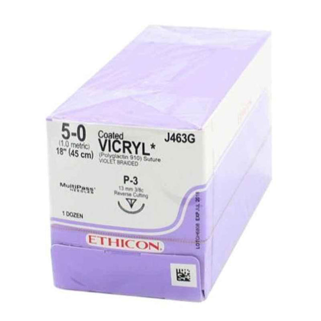 Ethicon NW2464 12 Pcs 5-0 Undyed Vicryl Polyglactin 910 Suture Box, Size: 45 cm