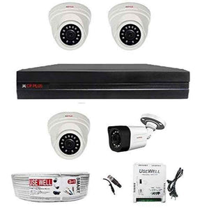 CP Plus 1.3MP 3 Dome & Bullet White & Black HD Camera with 4 Channel 720P DVR Kit, CP PLUS 4CHD3D1B
