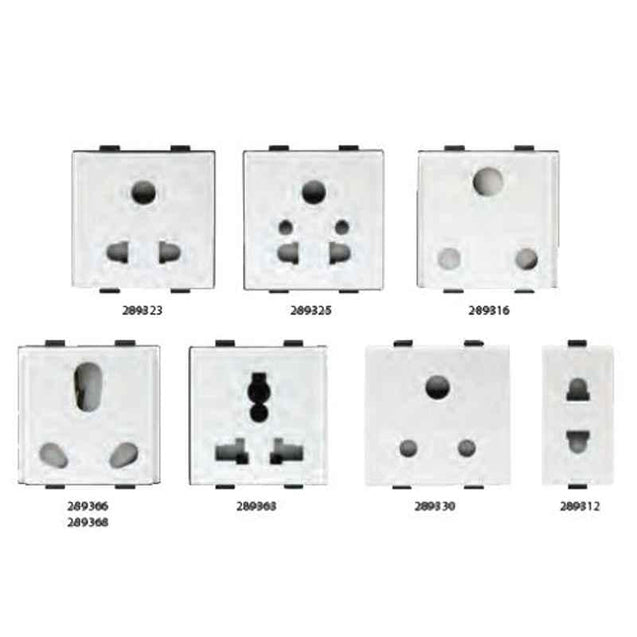 Anchor Roma Plus 6A 3 Pin 2 Module Round Socket, 289330, (Pack of 10)