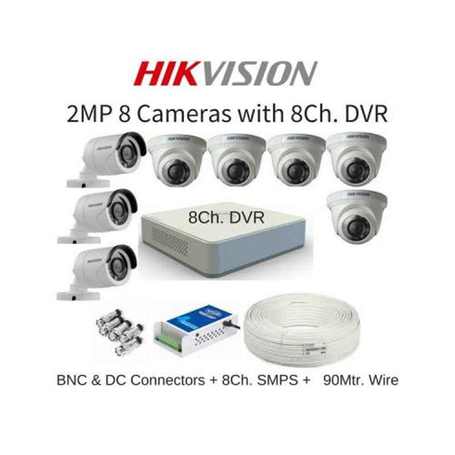 Hikvision 8 Cameras 2MP with 8 Channel DVR Combo Kit