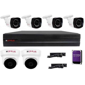 CP Plus 2MP 2 Pcs Dome & 4 Pcs Bullet Camera, 16 Channel DVR with Usewell Accessories, 16Ch-NVR_6IP_2POE-4ch