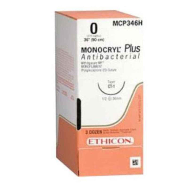 Ethicon MCP3326G 12 Pcs 3-0 Undyed Monocryl Plus Antibacterial Poliglecaprone 25 Suture Box, Size: 70 cm