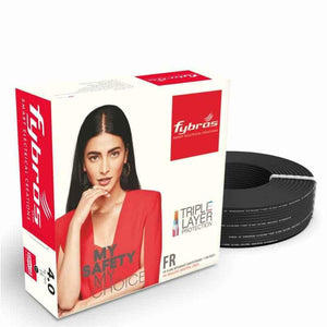 Fybros 4 Sqmm 90m Black Single Core FR PVC Insulated Multistrands Industrial Cable, FWC1005