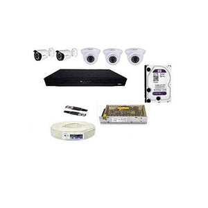 CP Plus 2.4MP White & Black 3 Pcs Dome, 2 Pcs Bullet Camera, 8 Channel DVR & Hard Disk Kit with All Accessories, 8 Ch hd dvr