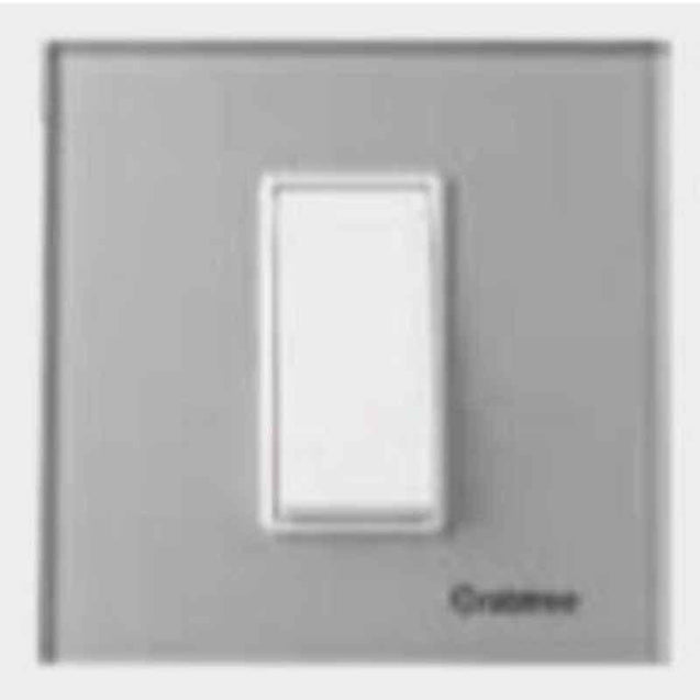 Crabtree Murano 4 Module Silky Silver Glassique Modular Combined Plate, ACMPGCSV04 (Pack of 5)