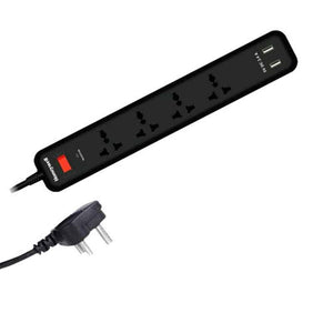 Honeywell 4 Socket & 2 USB Port Surge Protector with Master Switch, HC000009/SRG/2M/BLK/4/2U