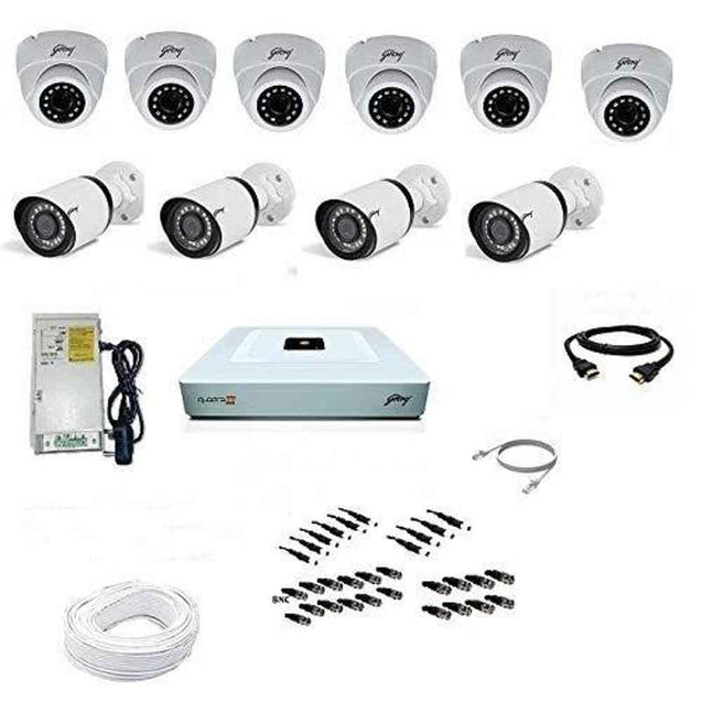 Godrej SeeThru 1080p Full HD White CCTV Camera Kit without Hard Disk, Godrej2MP6DOME4BULLET