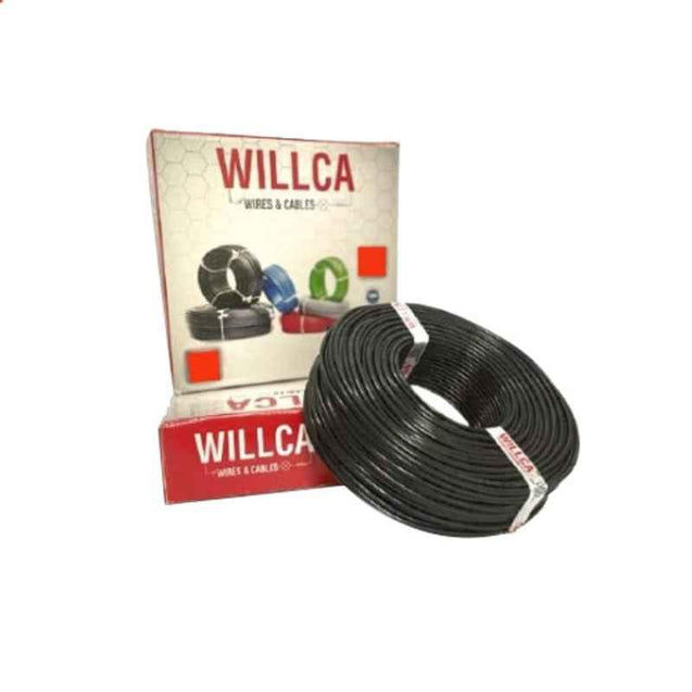 Willca 4 Sqmm Black Single Core FR Multistrand PVC Insulated Unsheathed Industrial Cable, Length: 90 m