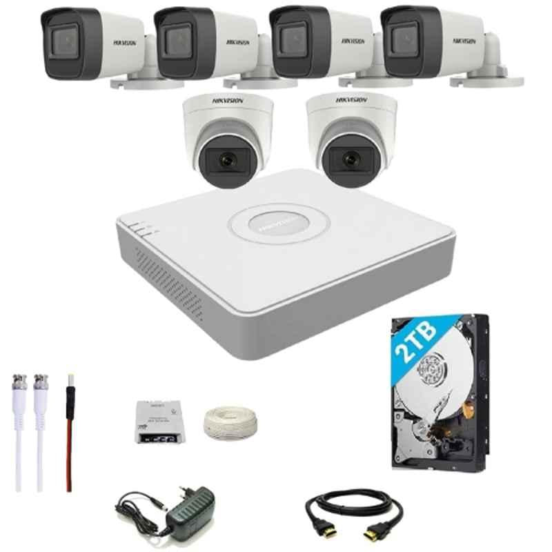 Hikvision 4M-N 5MP Pcs Outdoor Bullet Pcs Dome Camera Set with CH DVR, 90m Co-Axial Cable, Power Supply, 2TB Hard Disk