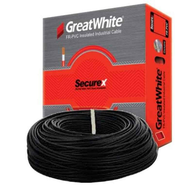 GreatWhite SecureX 10 Sqmm 90m Black Single Core FR-PVC Insulated Industrial Cable