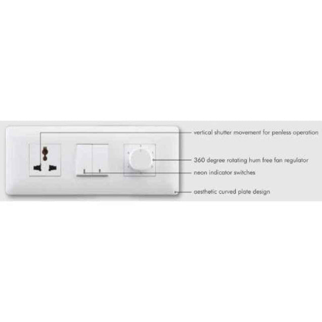 Wipro North West Venia 1 Module White RJ-45 CAT-5 Computer Socket with Shutter, B5100 (Pack of 20)