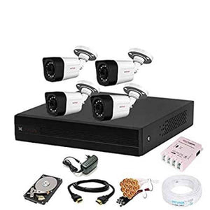 CP Plus 2.4MP 4 Pcs White & Black Camera & 4 Channel DVR Kit with All Accessories, 4CHDVR-4B-03