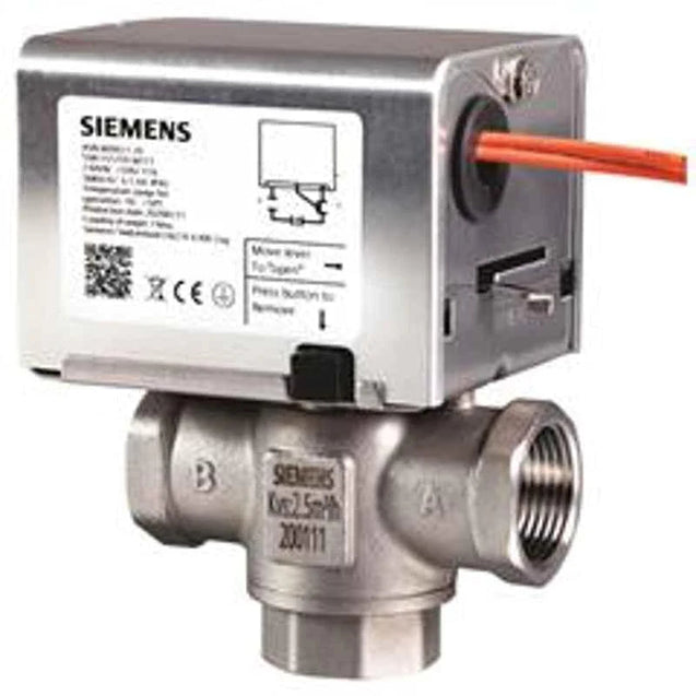 Siemens IP40 PN16 Rated 3 Way Zone Valve with Spring Return On/Off Actuator, MXI422.20