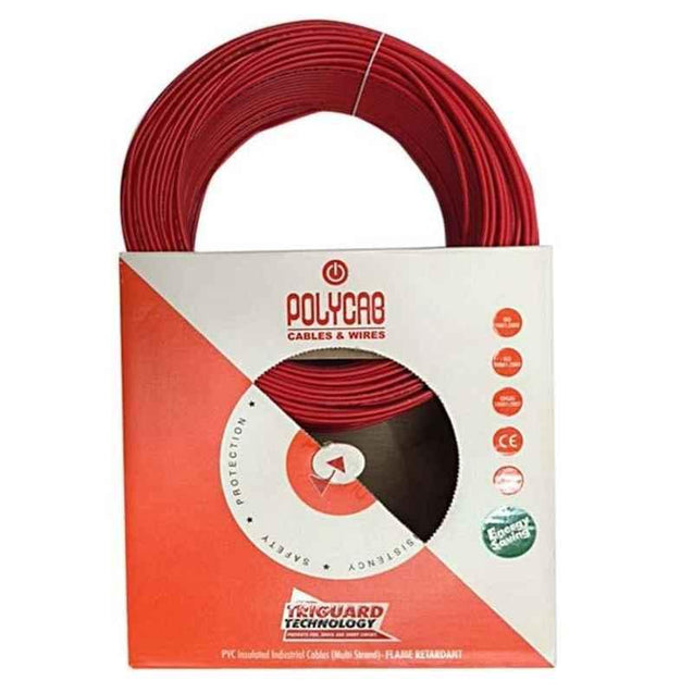 Polycab 4 Sqmm 180m Red Single Core FRLF Multistrand PVC Insulated Unsheathed Industrial Cable