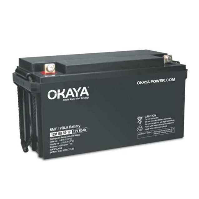 Okaya 12V 65Ah Rechargeable SMF or VRLA Battery, OB-65-12