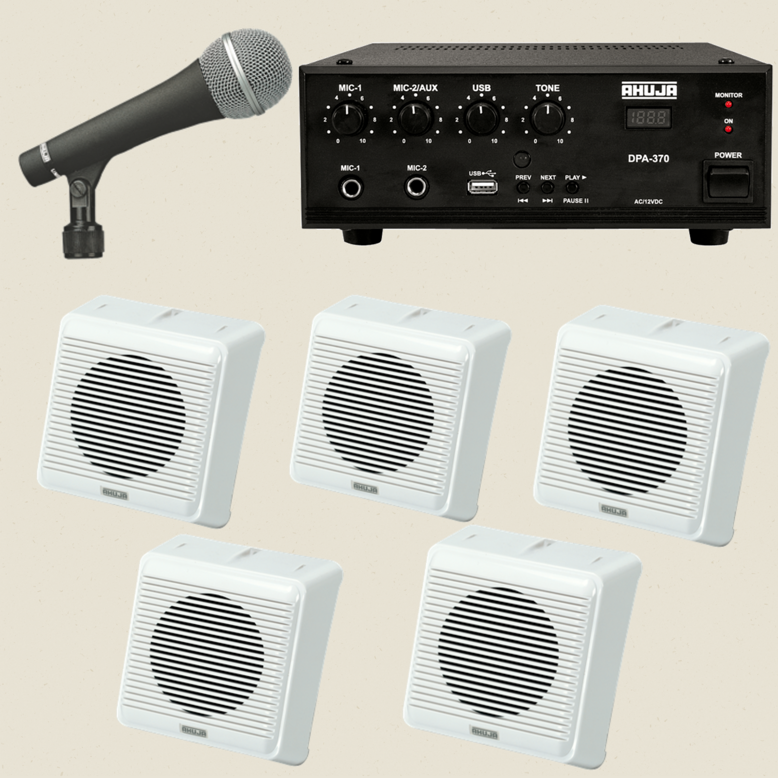 Ahuja Audio Kit of Amplifier DPA 370 AUD-70XLR With Five WSX-551T WALL SPEAKERS