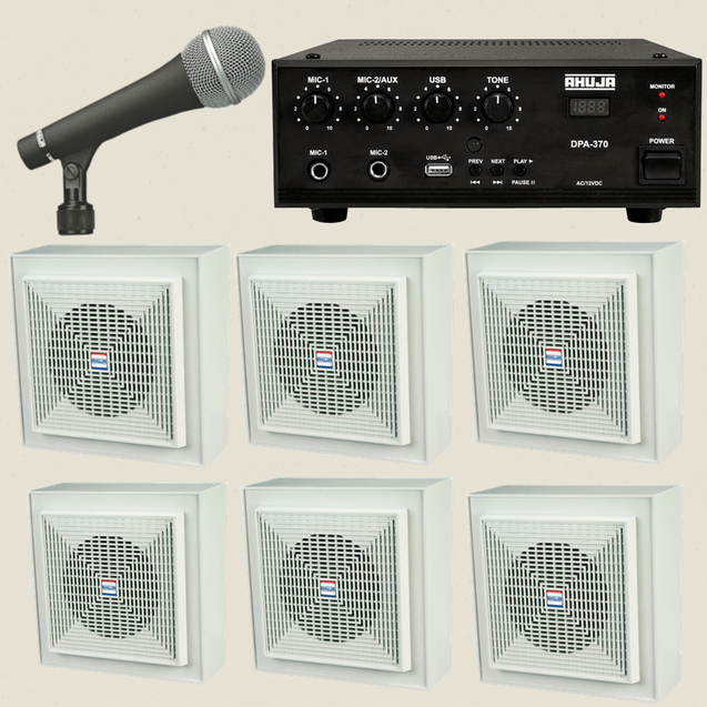 Ahuja Audio Kit of Amplifier DPA 370 , AUD-70XLR With Six WS-661T WALL SPEAKERS