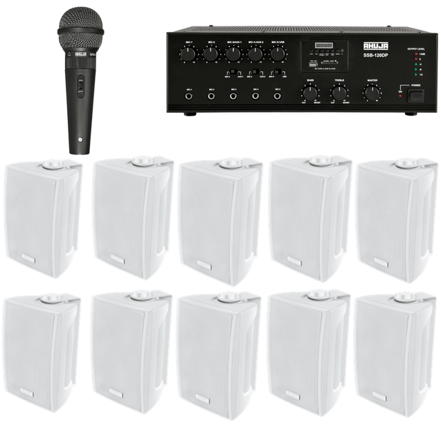 ahuja-audio-kit-of-amplifier-ssb-120dp-aud-59xlr-with-nine-ps-300tm-wall-speakers