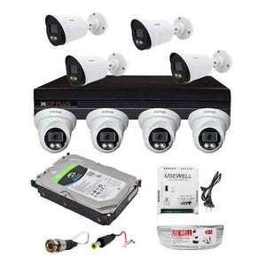 CP Plus 2.4MP 4 Pcs Dome & 4 Pcs Bullet Camera, 8 Channel DVR with Usewell Accessories, 2.4GPC-4B4D-1TB
