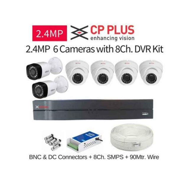 CP Plus 6 Cameras 2.4MP with 8 Channel DVR Combo Kit