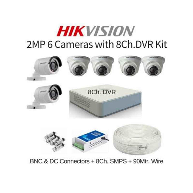 Hikvision 6 Cameras 2MP with 8 Channel DVR Combo Kit