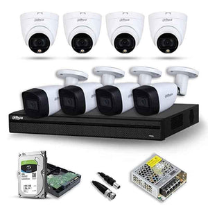 Dahua 4 Pcs 2MP Dome CCTV Security Camera, 4 Pcs 2MP Bullet Camera, 4 Channel DVR, Power Adaptor & 1TB Surveillance Hard Disc Kit
