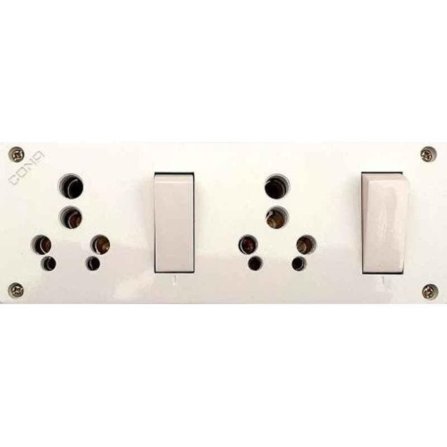 Cona Smyle D-2217 Deluxe 6A 8 in 1 Polycarbonate Switch Socket Combined Unit with Box (Pack of 10)