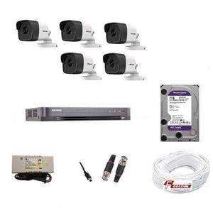 Hikvision 5MP 5 Pcs Bullet Camera with 25m EXIR Built-in Mic & 8 Channel DVR Full Combo Kit with all accessories, HIKVISION5MP5BULLET8CHDVR2TBHD