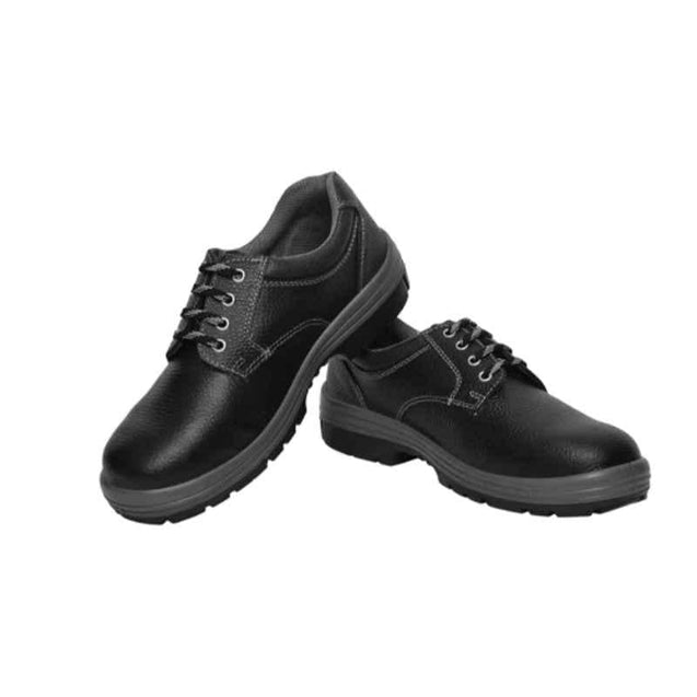 Allen Cooper DD-7079 Leather Steel Toe Black Safety Shoes
