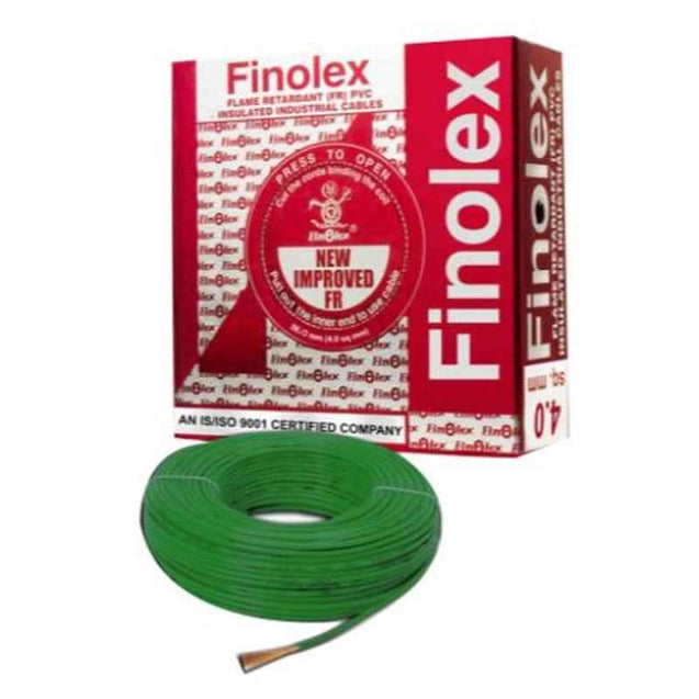 Finolex 4 Sqmm 90m Green Single Core FR PVC Insulated Industrial Cable, 10306