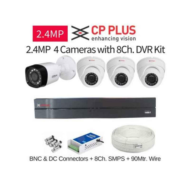 CP Plus 4 Cameras 2.4MP with 8 Channel DVR Combo Kit