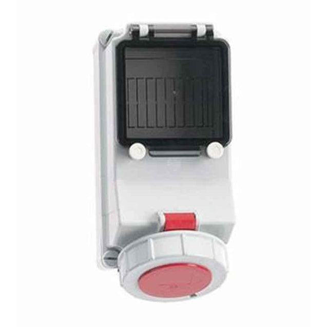 Neptune 63A 5 Pin IP67 Industrial Surface Mounting Socket Outlet with MCB Provision, 15001