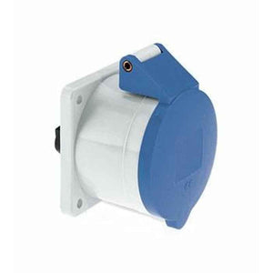Neptune 63A 3 Pin IP44 Industrial Panel Mounting Straight Socket Outlet, 1307