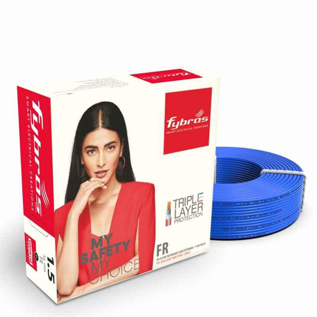 Fybros 1.5 Sqmm 180m Blue Single Core FR PVC Insulated Multistrands Industrial Cable, FWC1017