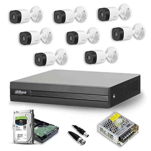 Dahua 8 Pcs 5MP Bullet CCTV Security Camera, 8 Channel XVR, SMPS, BNC, DC Connector & 1TB Surveillance Hard Disc Kit