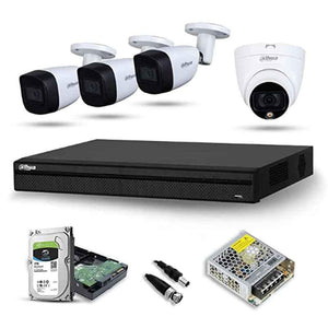 Dahua 2MP Dome Camera, 3 Pcs 2MP Bullet Camera, 4 Channel DVR, Power Adaptor & 1TB Surveillance Hard Disc Kit