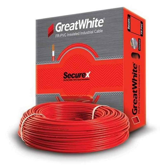 GreatWhite SecureX 10 Sqmm 90m Red Single Core FR-PVC Insulated Industrial Cable