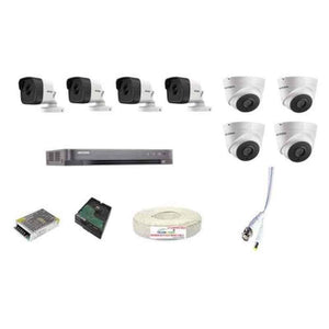 Hikvision 5 MP 4 Bullet & 4 Dome Cameras with 25m EXIR Built-in Mic, 8 Channel DVR & 2 TB HDD with 90 m Cable Roll, 8 CH Neotech Power Supply & BNC & DC Full Combo Kit