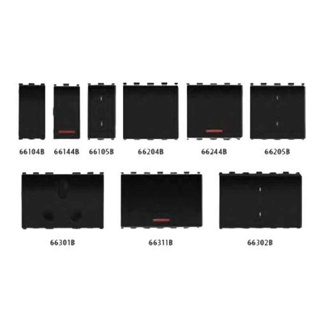 Anchor Roma 20A 1 Module 2 Way Black Switch, 66105B, (Pack of 20)
