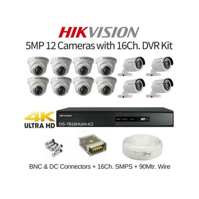 Hikvision 12 Cameras 5MP with 16 Channel DVR Combo Kit