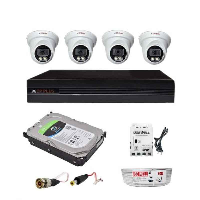 CP Plus 1MP Pcs White Black HD Dome Camera with Channel DVR Kit HDD,