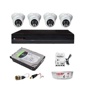 CP Plus 1MP 4 Pcs White & Black HD Dome Camera with 4 Channel DVR Kit & HDD, 2.4GPC-4D-1TB