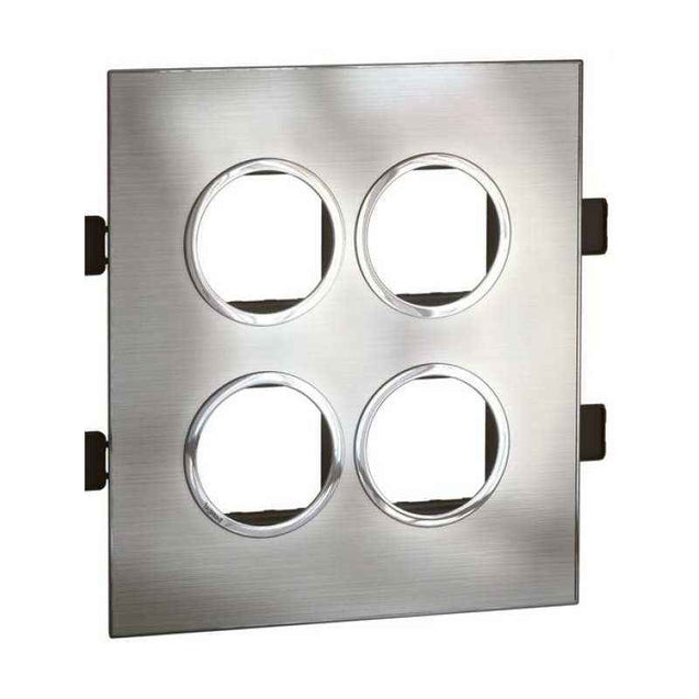 Legrand Arteor 2x4 Module Stainless Steel Finish Round Cover Plate With Frame, 5759 46