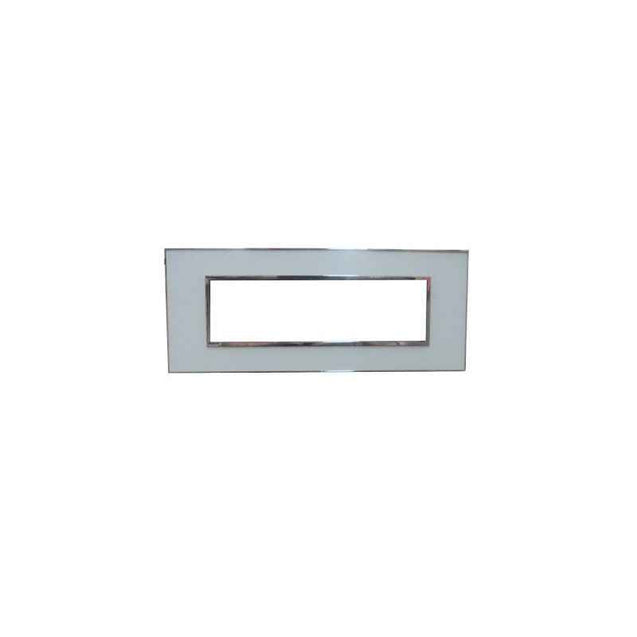Legrand Arteor 8 Module Mirror Finish White Square Cover Plate With Frame, 5757 54